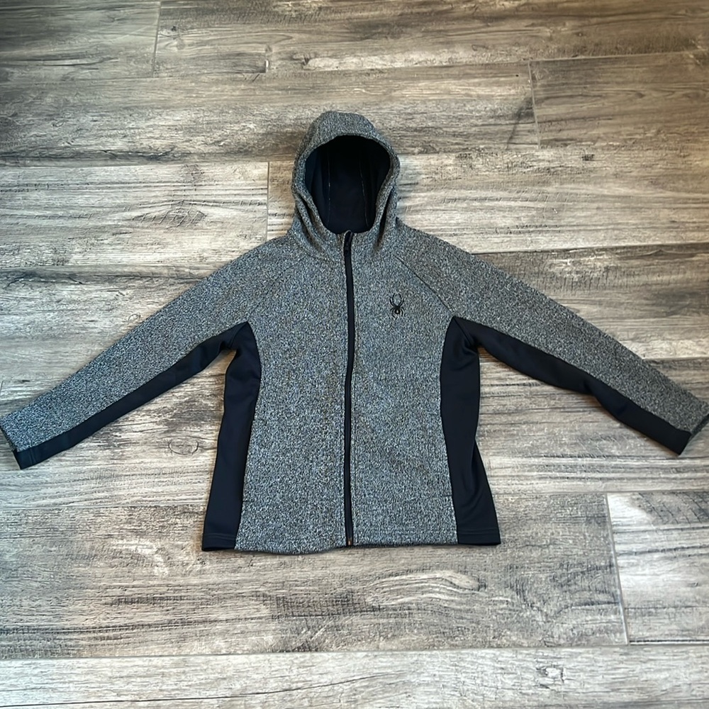 Spyder Jacket BOYS YOUTH L (14/16) GRAY Full Zip Fleece Lined Mid Weight #149